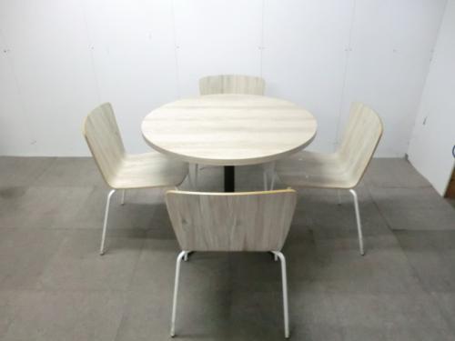 北欧風ナチュラル ラウンドダイニング4点セット