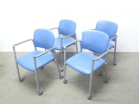 コクヨ / ブルー / 【中古】 スタッキングカートチェア4脚セット