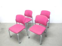 コクヨ / レッド / 【中古】 スタッキングカートチェア4脚セット