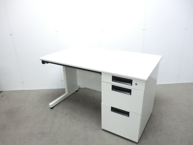 プラス/フラットライン/ ホワイト 【中古】片袖デスク