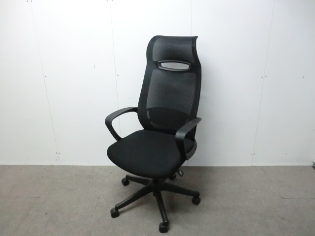 関家具/ニードチェア/ブラック / 【中古】 OAチェア肘有