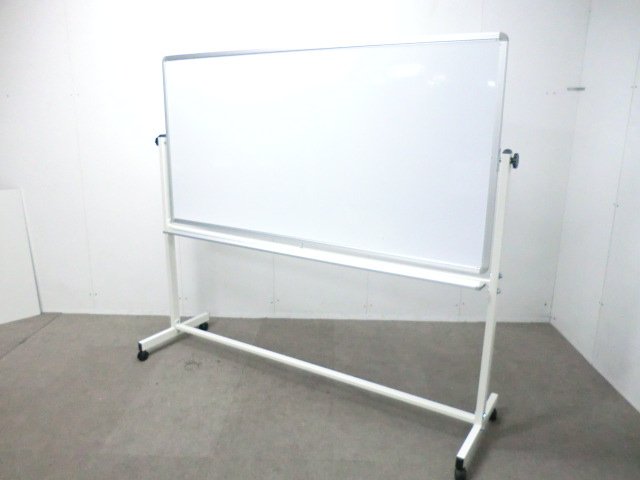両面ホワイトボード/ ホワイト / 【中古】 キャスター付き