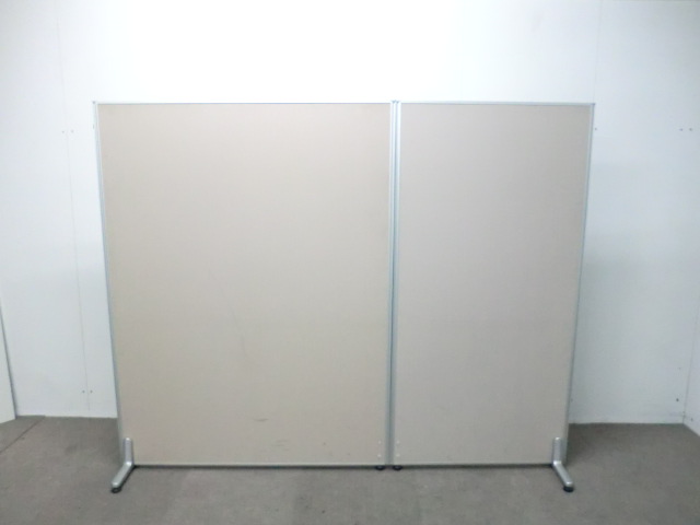 2連衝立 / ライトグレー / 【中古】 脚付き