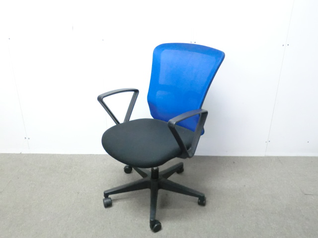 OAチェア / ブルー / 【中古】 肘有