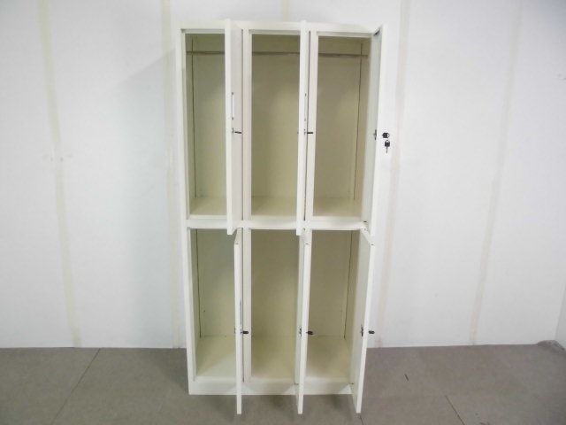 6人用ロッカー/ホワイト/【中古】