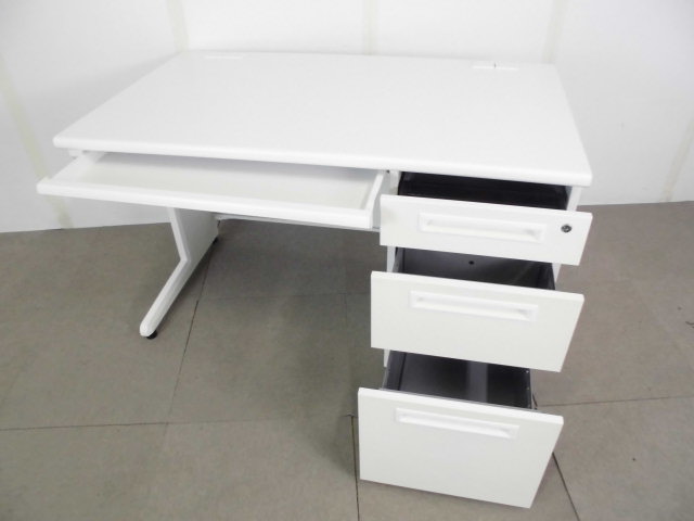 片袖デスク/ホワイト/【中古】