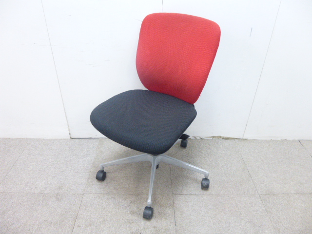 イトーキ/プラオ/レッド/OAチェア/肘無/【中古】