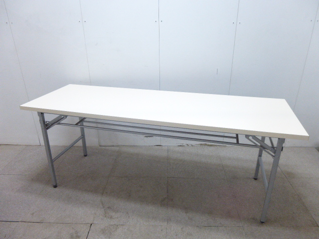 ホワイト/折り畳みテーブル/奥行600/【中古】