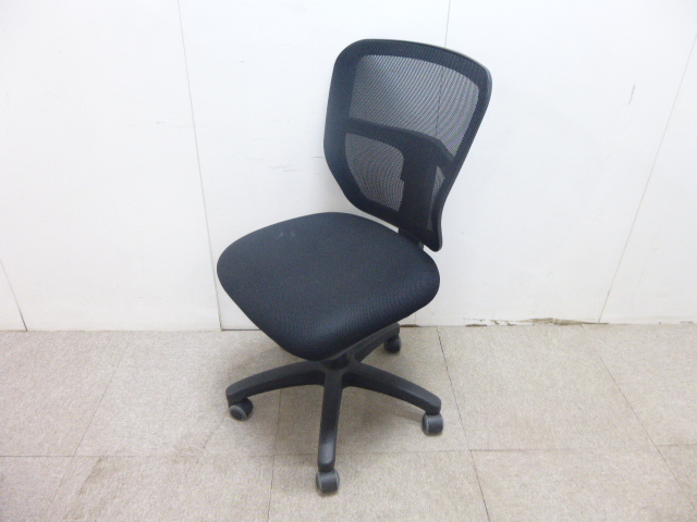 ブラック/OAチェア/肘無/メッシュ/【中古】
