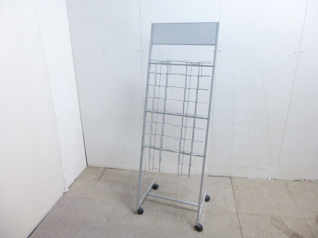 シルバー/カタログスタンド/キャスター付/【中古】