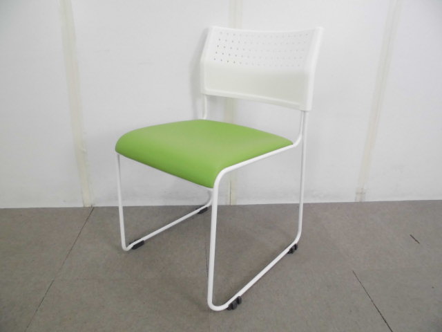 スタッキングチェア/グリーン/【中古】