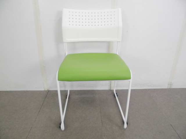 スタッキングチェア/グリーン/【中古】