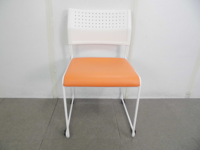 スタッキングチェア/オレンジ/【中古】