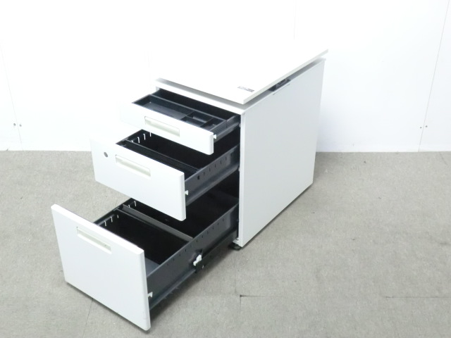 コクヨ / ホワイト / 【中古】 3段ワゴン / 天板昇降