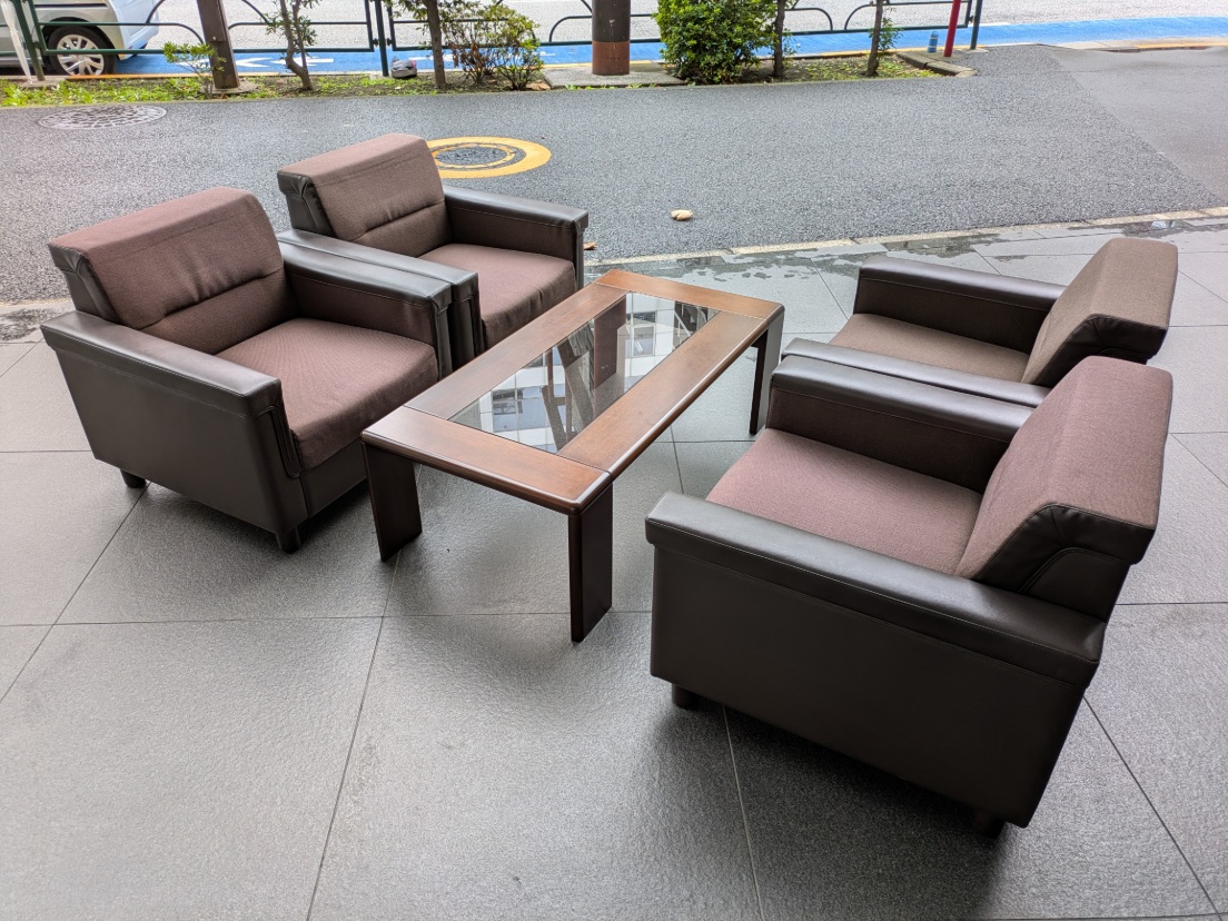 ブラウン/【中古】応接5点セット