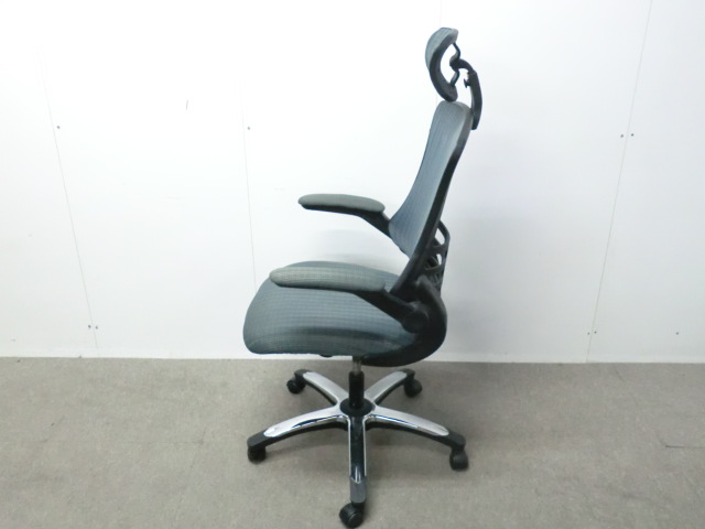 OAチェア / グレー / 【中古】 肘有