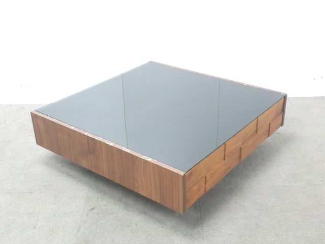 ガラスセンターテーブル / 木目調 / 【中古】 訳アリ