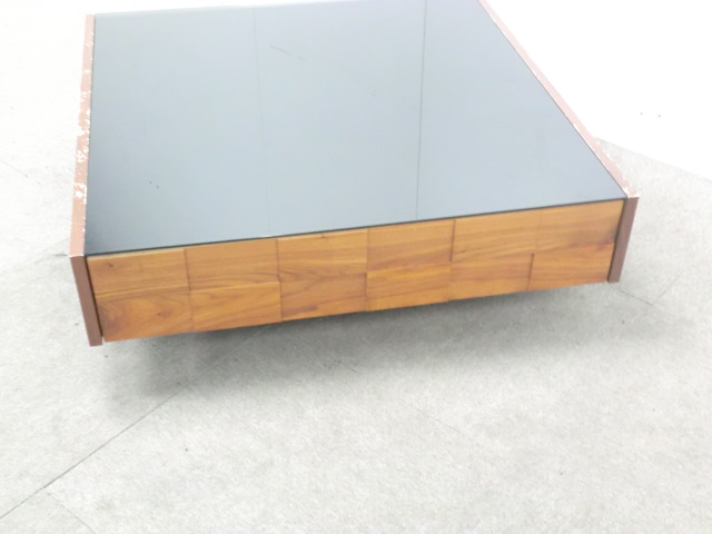 ガラスセンターテーブル / 木目調 / 【中古】 訳アリ