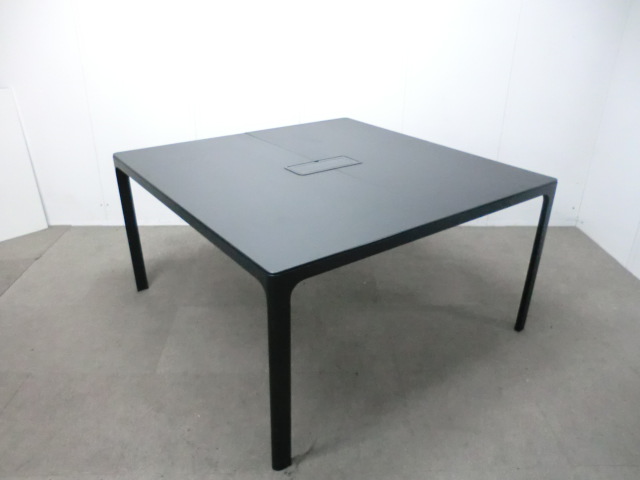 会議テーブル / ブラック / 【中古】 2枚天板