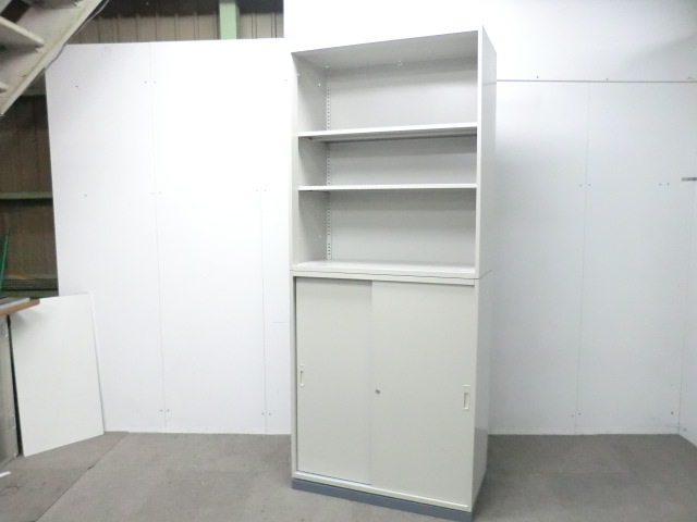 上下連結書庫/ ニューグレー / 【中古】 オープン/3ラテ