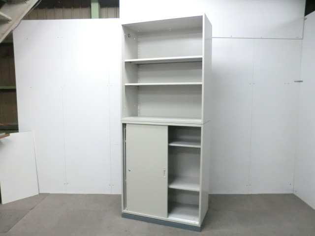 上下連結書庫/ ニューグレー / 【中古】 オープン/3ラテ