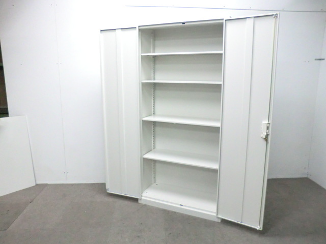 両開きキャビネット / ホワイト / 【中古】