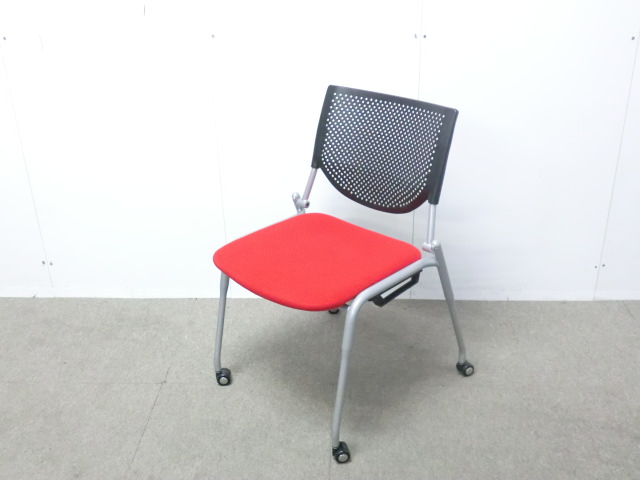 オカムラ/プロスタック/ レッド / 【中古】 カートチェア