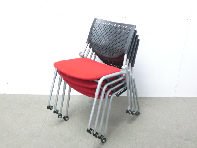 オカムラ/プロスタック/ レッド / 【中古】 カートチェア