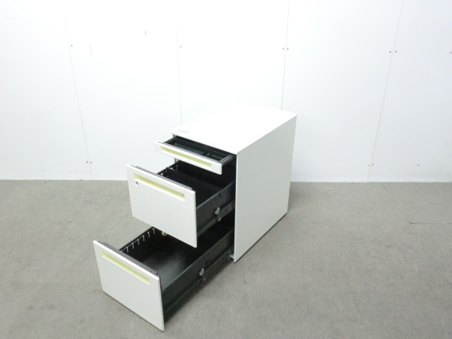 オカムラ/プロユニット /ホワイト / 【中古】 3段ワゴン