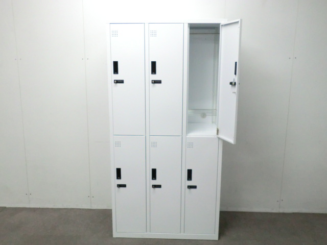6人用ロッカー / ホワイト / 【中古】 ダイヤル式