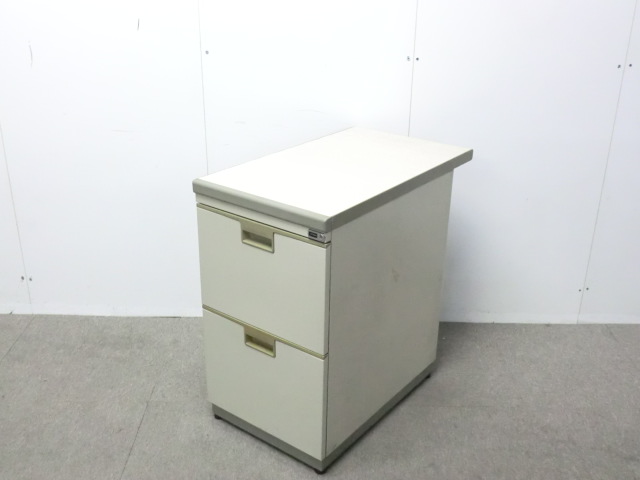 ウチダ/ ニューグレー / 【中古】 2段脇机 / 天板木目