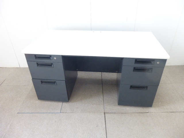 プラス/ブラック/SP-T147/両袖デスク/【中古】