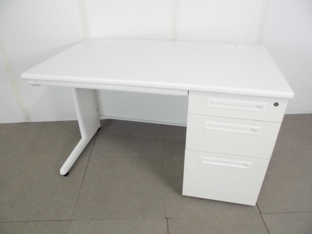 片袖デスク/ホワイト/【中古】