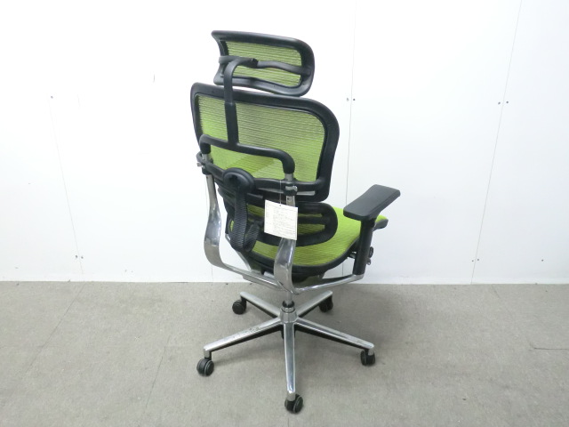エルゴヒューマン/ライトグリーン/ 【中古】 OAチェア肘有