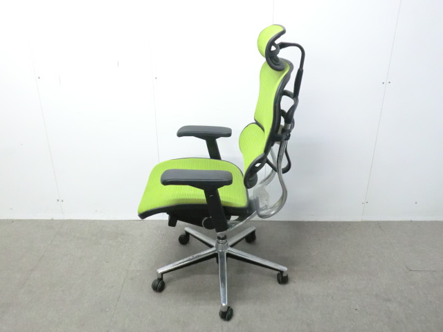エルゴヒューマン/ライトグリーン/ 【中古】 OAチェア肘有