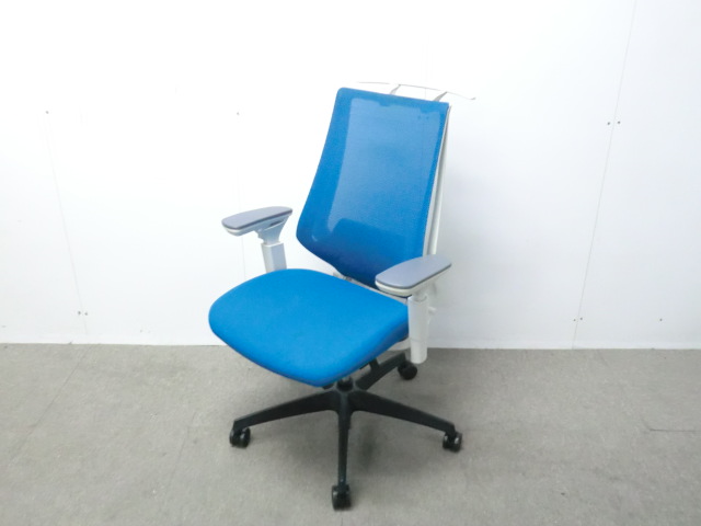 コクヨ/ デュオラ/ ブルー / 【中古】 OAチェア肘有