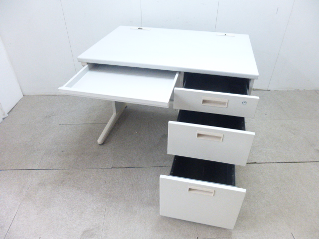 ニューグレー/片袖デスク/【中古】