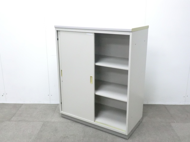 イトーキ/シンライン/ニューグレー/【中古】引違いキャビネット