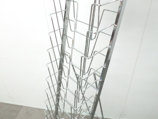 カタログスタンド / シルバー / 【中古】 1列折り畳み