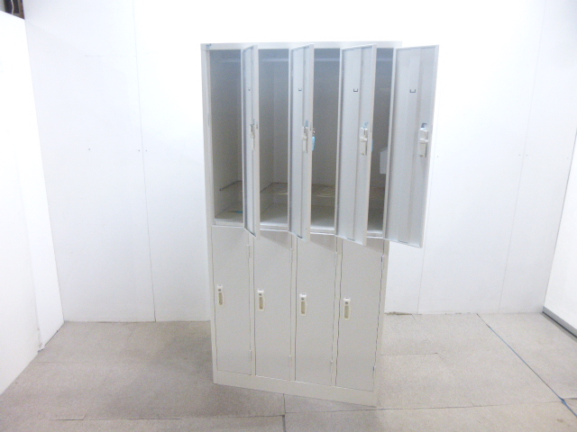 生興/ホワイト/8人用ロッカー/【中古】