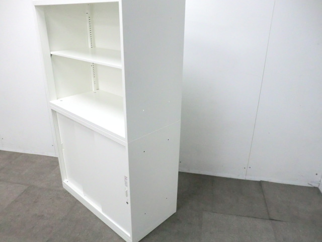 オカムラ/レクトライン/ホワイト / 【中古】 上下連結書庫