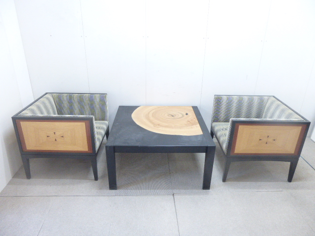 大川家具/木目調/応接セット/【中古】