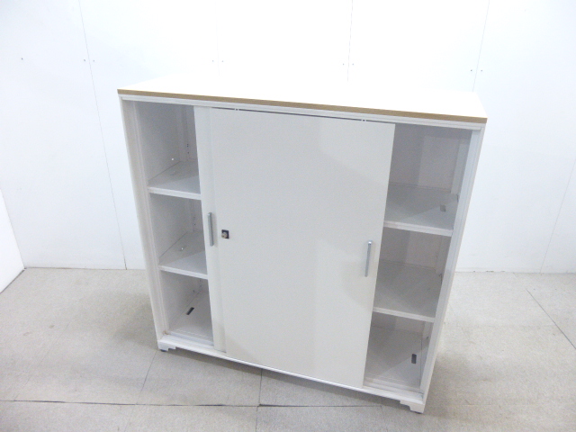 ホワイト/引違キャビネット/【中古】