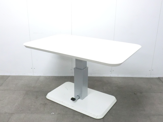 昇降テーブル / ホワイト / 【中古】 フットペダル式