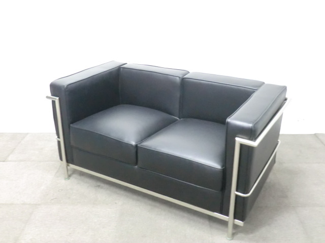 2人掛けソファ / ブラック / 【中古】