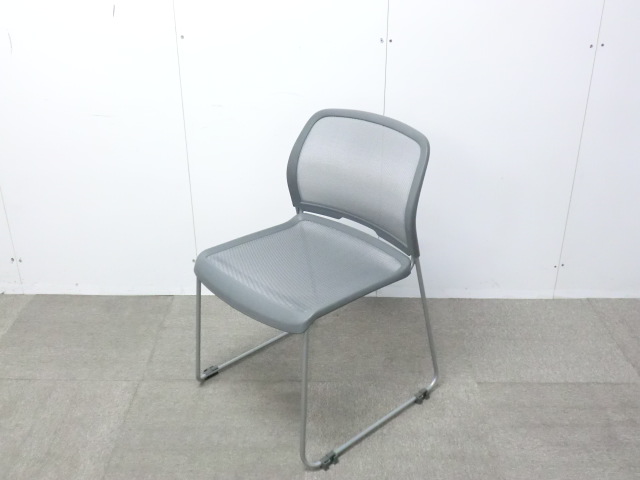 スタッキングチェア / グレー / 【中古】 メッシュ