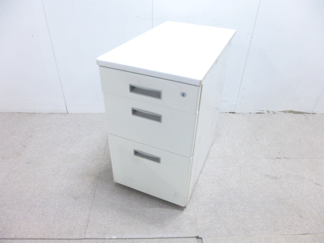 ホワイト/脇机3段/【中古】