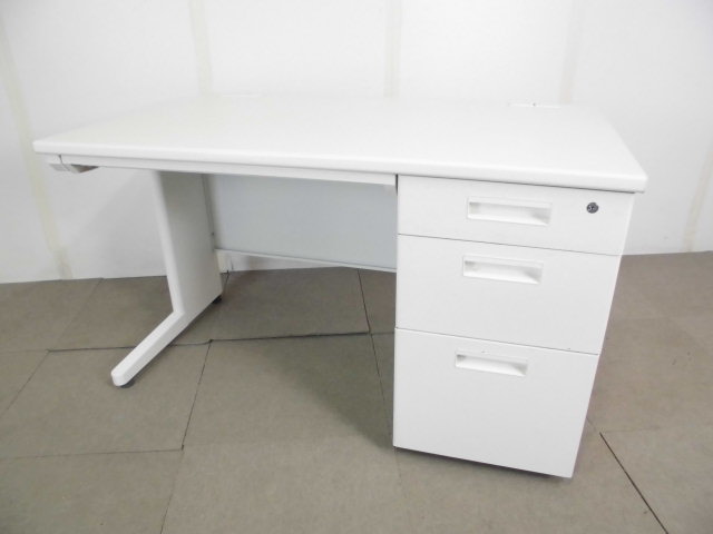片袖デスク/ホワイト/【中古】