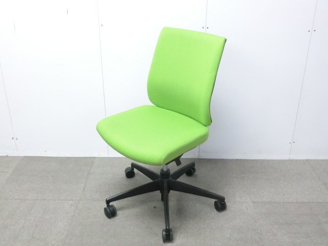 コクヨ/ウィザード2/ライトグリーン/【中古】OAチェア肘無