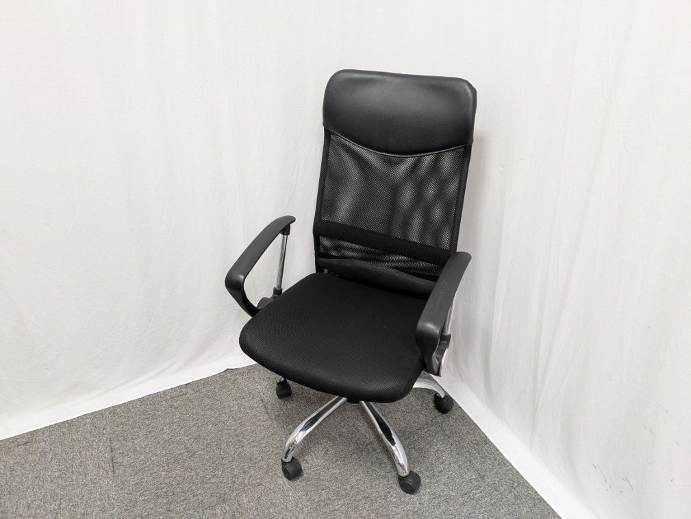 OAチェア肘有 ブラック 【中古】 オフィスチェア 事務椅子 椅子